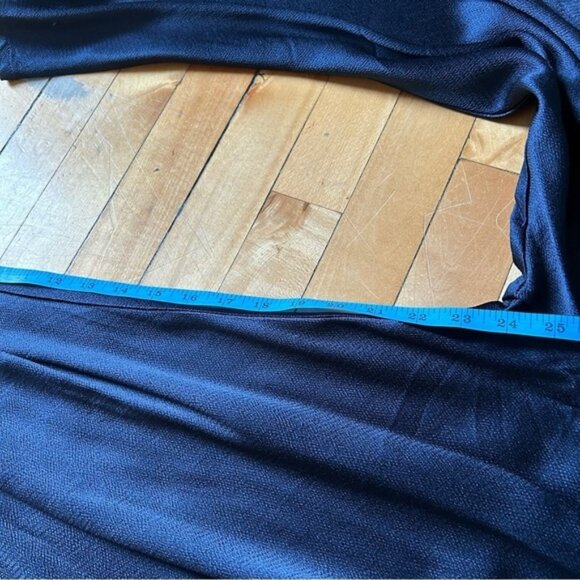 Alexis Dark Navy Blue Satin Elastic Waist Draped Pants - Picture 11 of 11